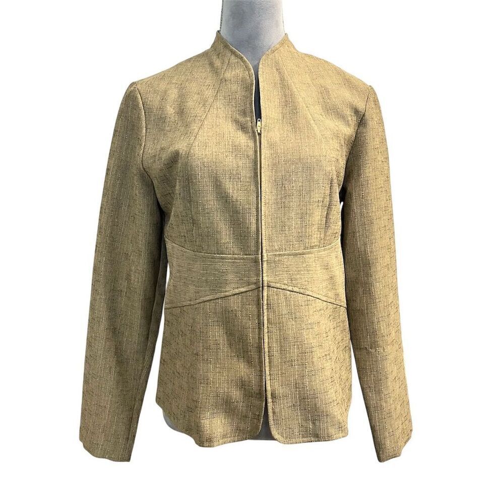 Sag Harbor Women's Beige Blazer Jacket 8 Mid-Length Business Career Office